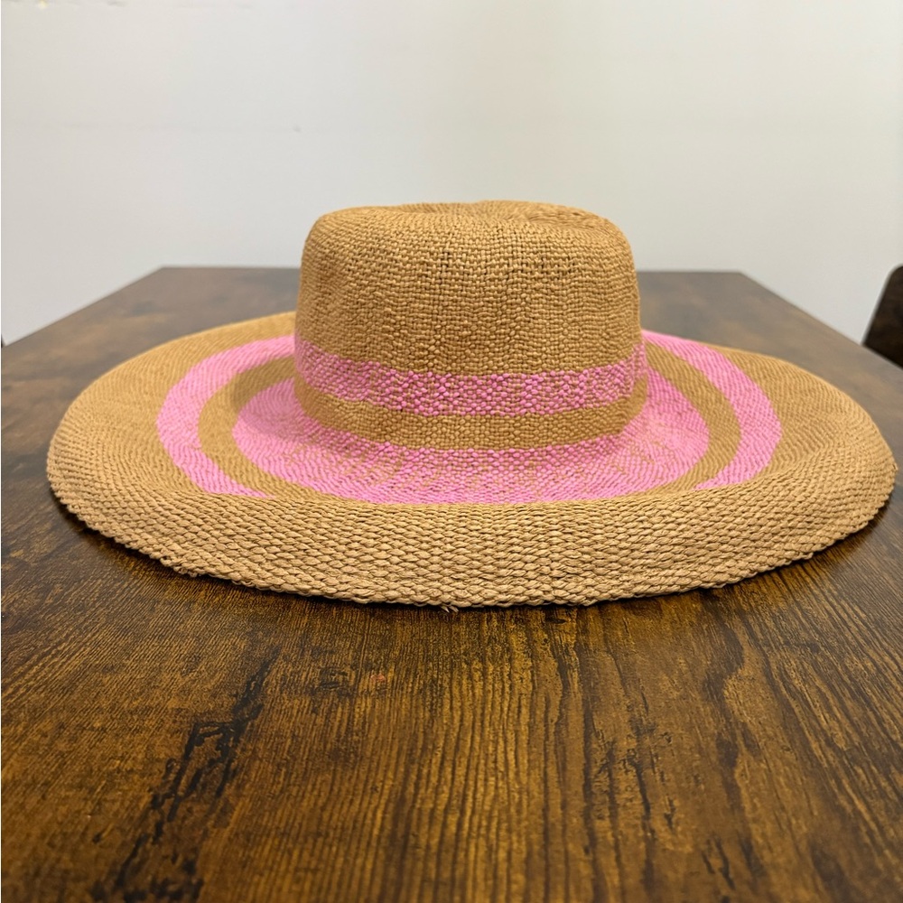A New Day Tan and Pink Straw Hat